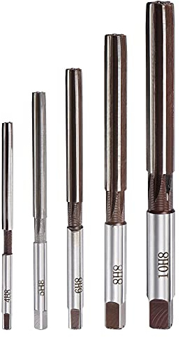 sourcing map Hand Reamers Set 4mm 5mm 6mm 8mm 10mm H8 Accuracy Alloy Tool Steel 6 Flutes Straight Shank Milling Cutter Tool 5pcs