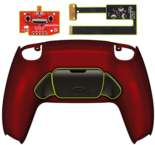 eXtremeRate Rise 2.0 Remap Kit Programmable pour ps5 Manette BDM-010&020 | Coque Arrière Redessinée avec 2 Palette Métal pour ps5 Manette, Carte améliorée, Rouge Écarlate