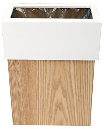 Papelera de residuos del armario cubo de dormitorio reciclaje de madera compacta estrecha Reciclaje de la papelera Bote de basura Cubos para hotel spa oficina, blanco (Size : 30x14x41cm)