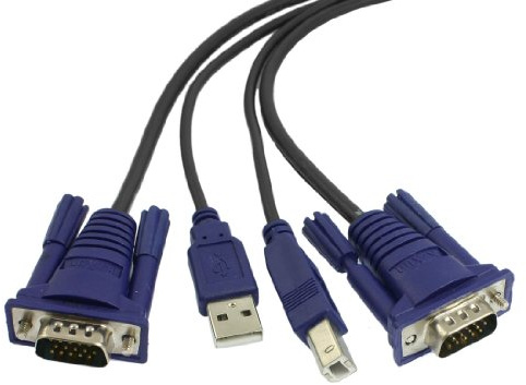 Ruilogod KVM Switch 15 Pin VGA maschio a maschio USB cavo A/B Cable 1.15m Lungo