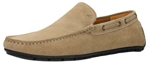 WOJAS - Herrmockasiner I spaltläder I bekvämt foder I elegant utseende I dekorativa accenter I platt sula I 10047-64 – beige, storlek 43