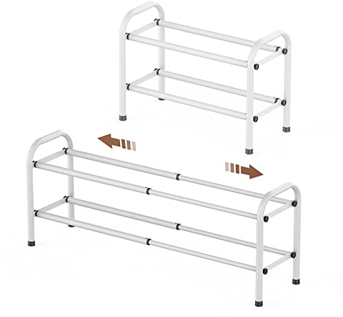 Gonfoam Expandable 2-Tier Shoe Rack for Closet and Entryway, White