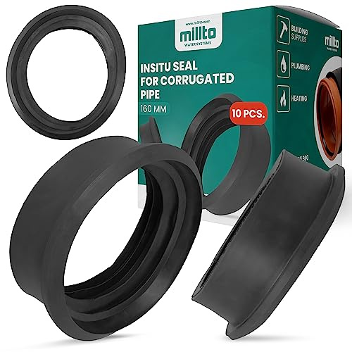 10x Millto™ Wellrohrdichtung 160 mm Dichtung für Kanalisationsrohr Wellrohr Gummidichtung Gummi Dichtungsring Lippendichtring Kanalisationsrohrdichtung Rohrabdichtung in Kernbohrung