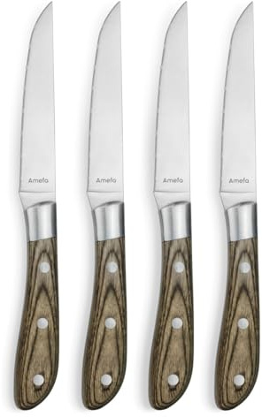 Amefa Achille Bois de pakka - Coffret de 4 couteaux steak
