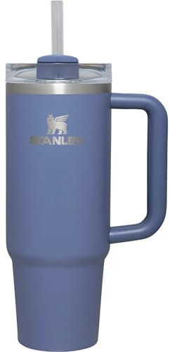STANLEY Quencher H2.0 FlowState - Vaso aislado al vacío de acero inoxidable con tapa y popote para agua, té helado o café (azul crepúsculo, 40 onzas) (azul crepúsculo, 40 onzas)
