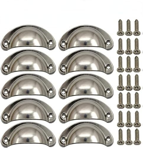 10 Stück Muschelgriff Möbelgriffe Schrankgriffe mit Schrauben für Kabinett Schubladen Schrank Apothekerschrank 82 x 35mm