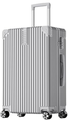 Aoliwei Hartschalen-Koffer Zwillingsrollen Trolley Rollkoffer Reisekoffer Handgepäck Gepäck S-M-L (Silber, S)