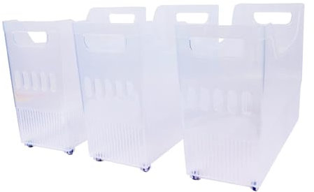 Gzsekken 3 Pcs Freezer Organizer Bins with Wheel Plastic Chest Freezer Organiser Tall Narrow Kitchen Organization Pantry Organizer Snack Storage Containers Freezer Organization Rolling Bins Storage