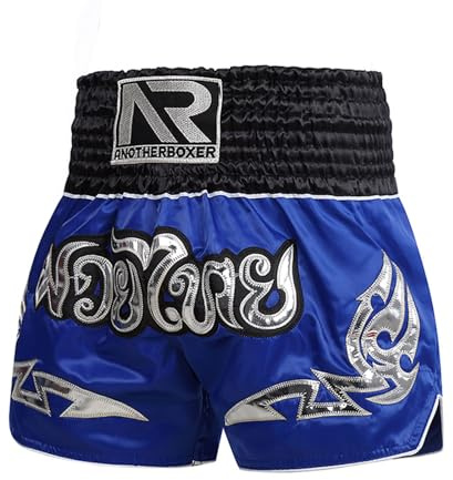 ARIASS Pantaloncini MMA, Muay Thai, Arti Marziali, Lotta in Gabbia, BJJ, Boxe, Pantaloncini da Combattimento per Uomini Donne Bambini(Blue 2,M)