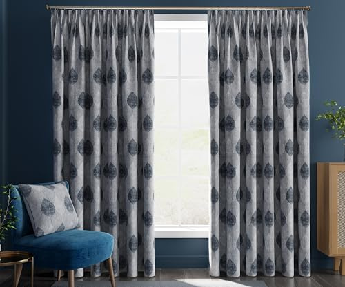 Mh Bedding Store ltd Luxury Jacquard Blackout Curtain Panels, Fully Lined, Pencil Pleat, With Tiebacks (Grey, W 46 X L 90 INCH)