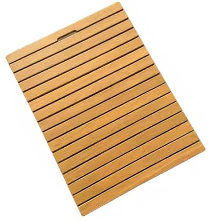 NonSlip Waterproof Bamboo Bath Mat Wooden Floor Mat for Shower Bathroom Foldable Heavy Duty Indoor Outdoor Solid Cypress Wood (BW90xL100cm/W36xL39in)
