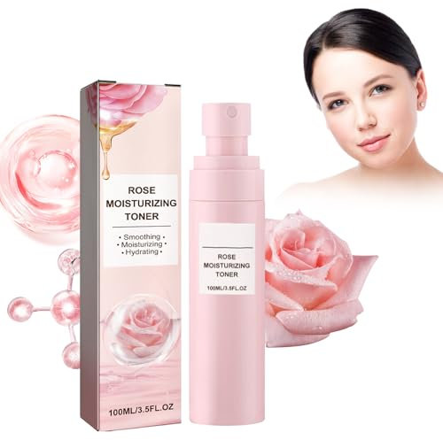 Acqua alle Rose, Acqua Spray Viso Illuminante, Nutre e Idrata la Pelle Secca, Rinfresca ed Energizza la Pelle, Spray Viso Idratante Rinfrescante e Ringiovanente per Pelli Secche