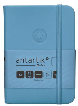 Antartik Notizheft mit Gummiband, fester Einband, A7, glatte Blätter, Hellblau, 80 Blatt, 80 g, FSC