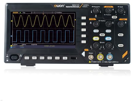 SDS210S OWON Osciloscopio 100MHz Ancho de banda 2+1 Canal 1GSa/s Frecuencia de muestreo Osciloscopio Digital con Generador de Forma de Onda de 25MHz con Pantalla TFT LCD de 7 (2+1CH/100MHz/SDS210S) 2