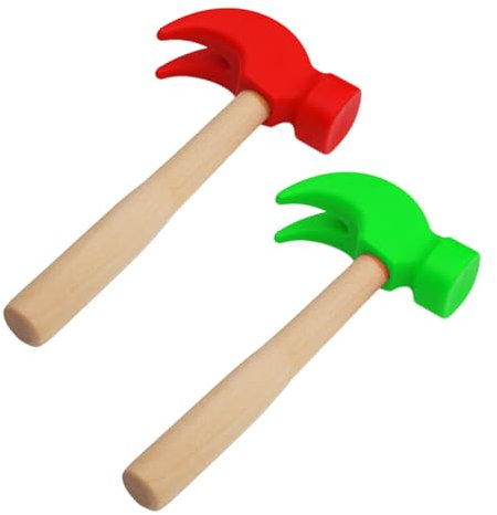 Falafoty 2 Pièces Jouet de Marteau en Bois pour Enfants, Outils Entretien des Marteaux de Simulation, Jouet de Battage de Maillet Faux Marteau en Bois Petit Marteau Faire Semblant de Marteau Educatif