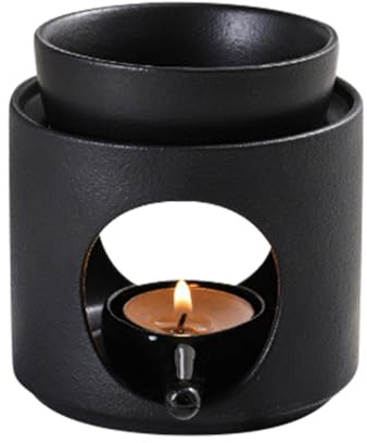 Duftlampe Aus Keramik Mit Teelichthalter | Teelicht-Wachsschmelzbrenner – Aromalampe | Duftöl- Und Duftwachsdiffusor | Abnehmbare Schüssel | Gerillte Oberfläche