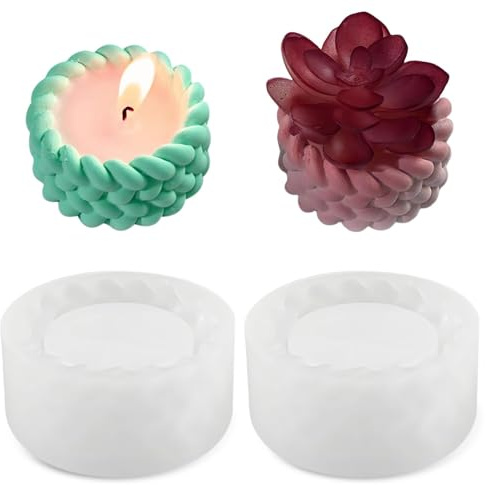 HDGSAFD Moules À Bougies Parfumées 2 Pièces, Moules en Silicone, Moules Artisanaux De Bricolage, Moules De Moulage Géométriques