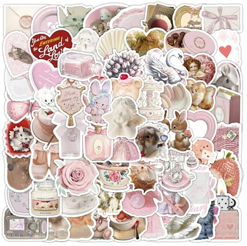 L0famy 100 Pcs Pink Cute Kawaii Angel Stickers, Waterproof Vinyl Stickers for Water Bottles, Laptops, Scrapbooks, Journal