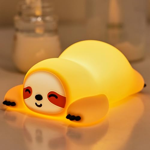 OkiyiD Faultier Nachtlicht, niedliche Faultier Geschenke für Kinder, dimmbare Silikon-Tier-Kinderzimmer-Lampe, wiederaufladbares Squishy-Nachtlicht für Mädchen LED Room Lighting (Color10)