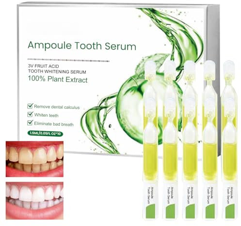 10 Pcs 3V Fruit Acid Teeth Whitening Serum, Natural Ampoule Tooth Essence, Plaque Remover Toothpaste, 100% Plant Extract Tartar Remover for Teeth, Coffee & Tea Stain Removal, Fresh Breath Travel Size