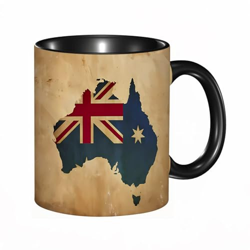HRRASFAZF Tasse à Café | Tasse Céramique Fine | Cadeau Original | 330ml | Mug avec Anse | Cadeau Original pour Homme et Femme | carte de l'Australie.