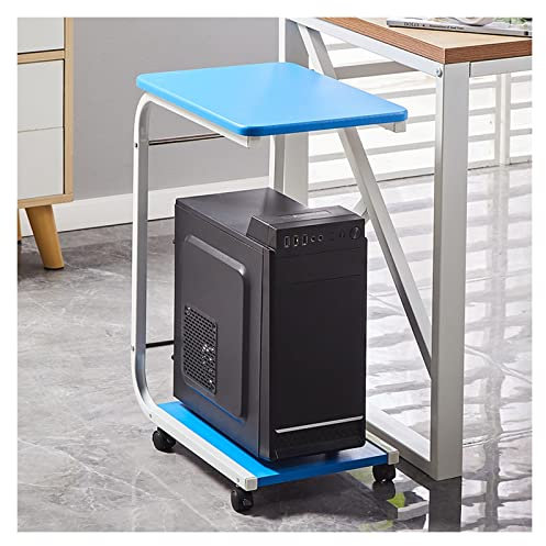 Soporte de impresora de 2 niveles con ruedas giratorias, estante de impresora con soporte para PU, carro móvil para PC y portátil con carro de impresora (azul)