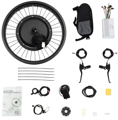 Kit di conversione per biciclette elettriche Fatbike 20 pollici, 48 V, 1000 W, ruota anteriore, senza spazzole, con display LCD e manopola per pollice