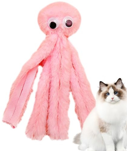 Chew Kitten Spielzeug – weiches Plüschkissen, Karikaturen für Haustiere, Octopus | Kompaktes Katzen-Beißspielzeug mit interaktiver Funktion, Komfort C
