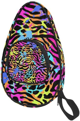 VAPOKF Tischtennisschlägerhülle, buntes abstraktes Tier-Leapoard-Muster, Tischtennisschläger-Tasche, Tischtennisschläger-Tasche, Paddeltasche mit Tasche für 4–5 Bälle