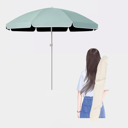 Parasol de marché de 2,4 m - Imperméable - Vert - Parasol de plage pliable portable pour balcon, jardin, piscine et terrasse - Protection UV - 1,8 m