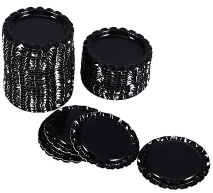Operitacx Capsules De Bouteilles De Bière Noires 25 Mm En Fer, Adaptées Aux Bouteilles En Verre, Lot De 100 Pièces, Accessoires Pour Décoration Et Fête à Domicile