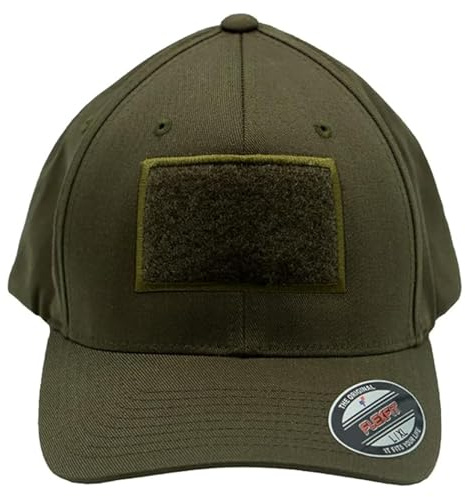 Café Viereck ® Unisex Flexfit Wooly Combed Tactical Cap– mit Flauschfläche für Klett Patches (9 x 6 cm) – für Männer und Frauen