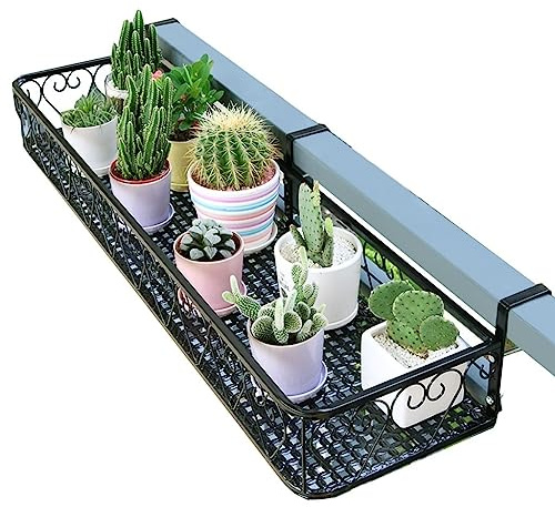 Pflanzgefäße, Balkonregal, Blumentopfregal, für Geländer und Fensterbänke, platzsparendes Pflanzenregal mit abgerundeten Ecken