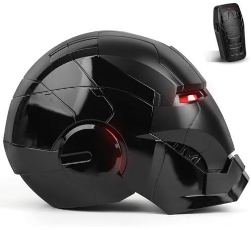 Iron Hero MK 5 Black Edition Sammlerhelm für Herren 1:1 mit Stimme, Touch und Fernbedienung, LED-Augen und realistischen Soundeffekten, Cosplay-Geschenk und Display für Erwachsene und Jugendliche