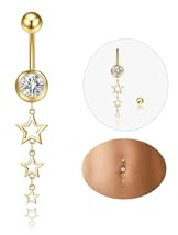 Nelytiya Piercing Ombligo Acero Quirurgico Oro Piercing Ombligo Titanio Para Mujer