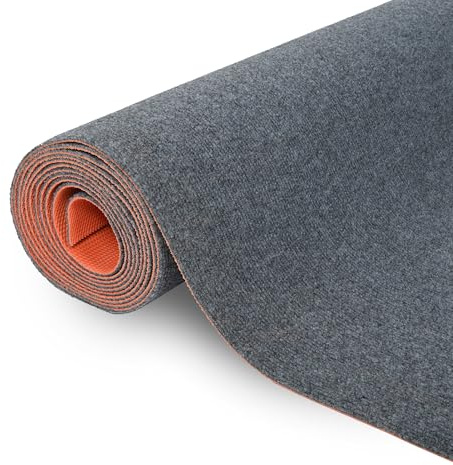 ybaymy Lang Teppich Läufer Flur, 120x500cm Schmutzfangmatte Meterware, Rutschfest Teppichläufer mit feinen Streifen, Waschbar Schmutzfangläufer Fußmatte für Eingänge, Korridor, Küche, Büro (Rauchgrau)