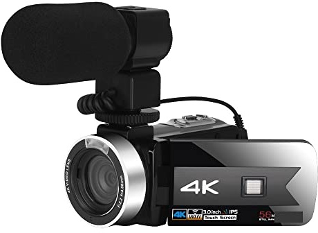 EKOUQIN Caméscope en Direct 4K caméras vidéo numériques for la Photographie Full Ultra HD Vlog Recorder Night Vision Webcam Filmer, enregistrer, Diffuser(16G SD Card,NA-U800-LT)