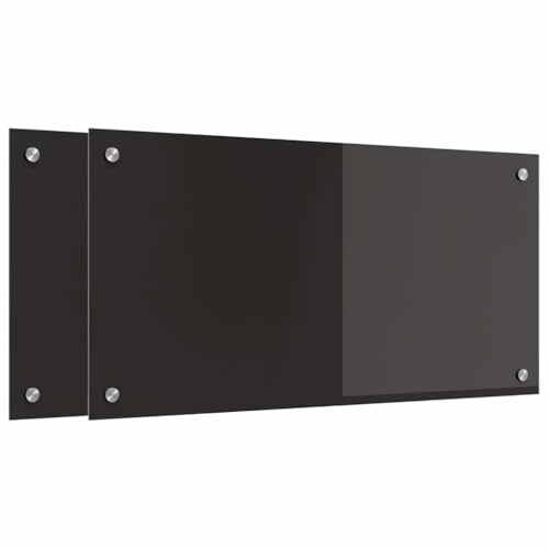 vidaXL Kitchen Backsplash 2 pcs Black 80 x 40 cm Tempered Glass
