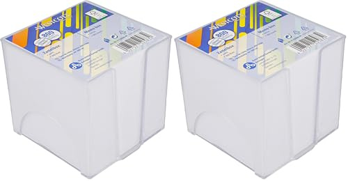 Westcott Bloc de notas blanco, 800 hojas en caja | Bloc de notas con hojas blancas de 9 x 9 cm | Caja resistente de plástico transparente | Papel con certificación FSC, 80 g/m² | E-1733205 00