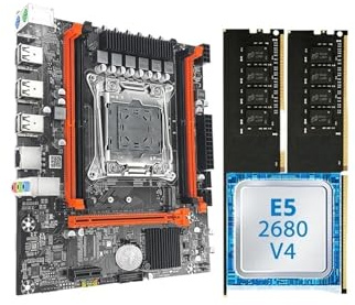 1 Placa Base X99 for Juegos con CPU Xeon E5 2680 V4, 16 GB de Memoria DDR4 (8 GB x 2) a 2133 MHz ECC y Puerto M.2 for componentes de Ordenador.