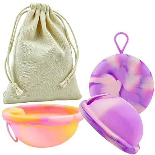 Binnan Disco menstrual, 2 piezas disco menstrual reutilizable con Bolsillos de Almacenamiento, Copas Menstruales, fuga suave, para mujeres activas, natación e intimidad (S+L)