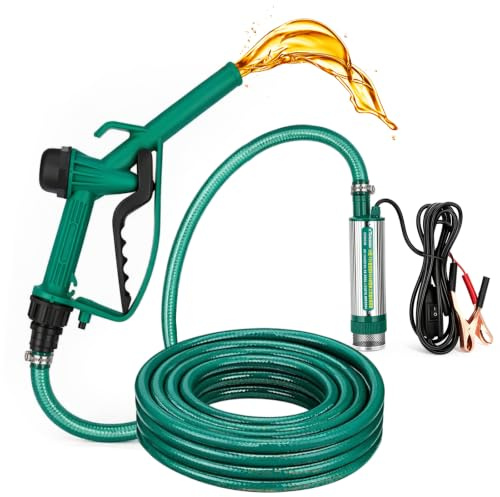 Pompa diesel 12 V, 30 l/min, pompa diesel elettrica, autoadescante, con ugello e tubi da 5 m, pompa di aspirazione per carburante diesel, cherosene, acqua, per camion, trattore, escavatore