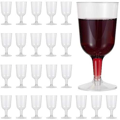 MATANA 48 Copas de Vino de Plástico Duro Transparente (180ml) - Elegantes, Resistentes y Reutilizables - Cumpleaños, Bodas, Navidad, Celebraciones de Nochevieja, Barbacoas, Picnic, Fiestas
