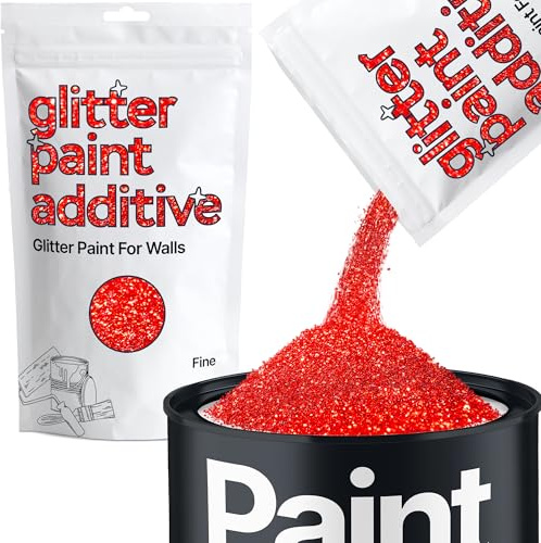 Hemway Red Glitter Paint Additive Fine 100g for Adding Sparkle | for Paints & Varnish | Paint Walls Sparkly Add to Emulsion, Acrylic or Lacquer Indoor