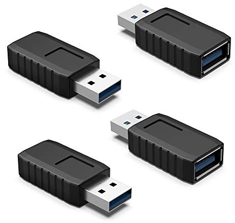 ELUTENG USB Coupler Male to Female 4Packs USB 3.0 Type A Adapter Superspeed 5Gbps USB Port Extension Connector Bridge Compatible with Laptop Computer Hard Drive Printer Camera