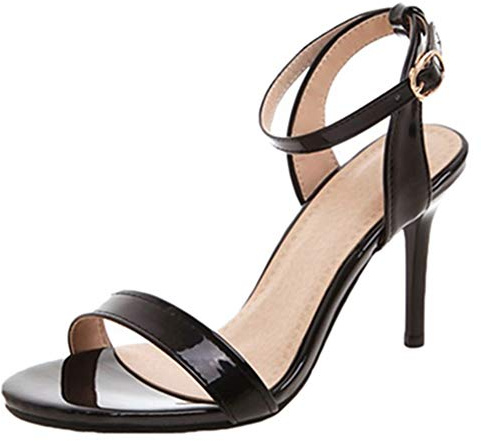 CUTEHEELS Donna Moda punta aperta sandali con tacco, Nero , 34 EU