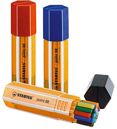 STABILO® Fineliner point 88®, Big point Box, mit Kappe, 0,4 mm, Schreibfarbe: 20er sortiert (20 Stück), Sie erhalten 1 Packung á 20 Stück