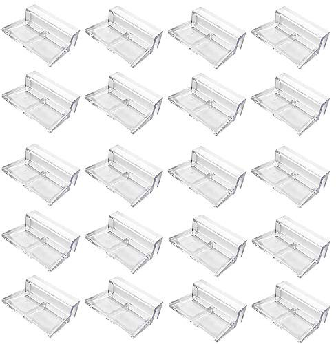 Seully 20 Stück Aquarium Glasabdeckungsclips, Acrylhalterung für Aquarium, Universaldeckelclips, Geeignet für 5-6 mm Glas, Klar