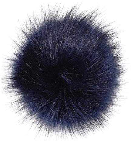 KOOSUFA Kunstfell Bommel Pompon Fellbommel für Mützen Beanies Auto Schlüsselanhänger Tasche Deko (Dunkelblau, 14cm)