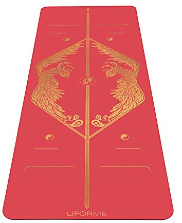 Liforme Chinese New Year Yogamatte - Die Weltweit Beste Umweltfreundliche, rutschfeste Yoga Matte Mit Dem Originalen Einzigartigen Ausrichtungsmarkierungssystem, Biologisch Abbaubare Matte – Phoenix